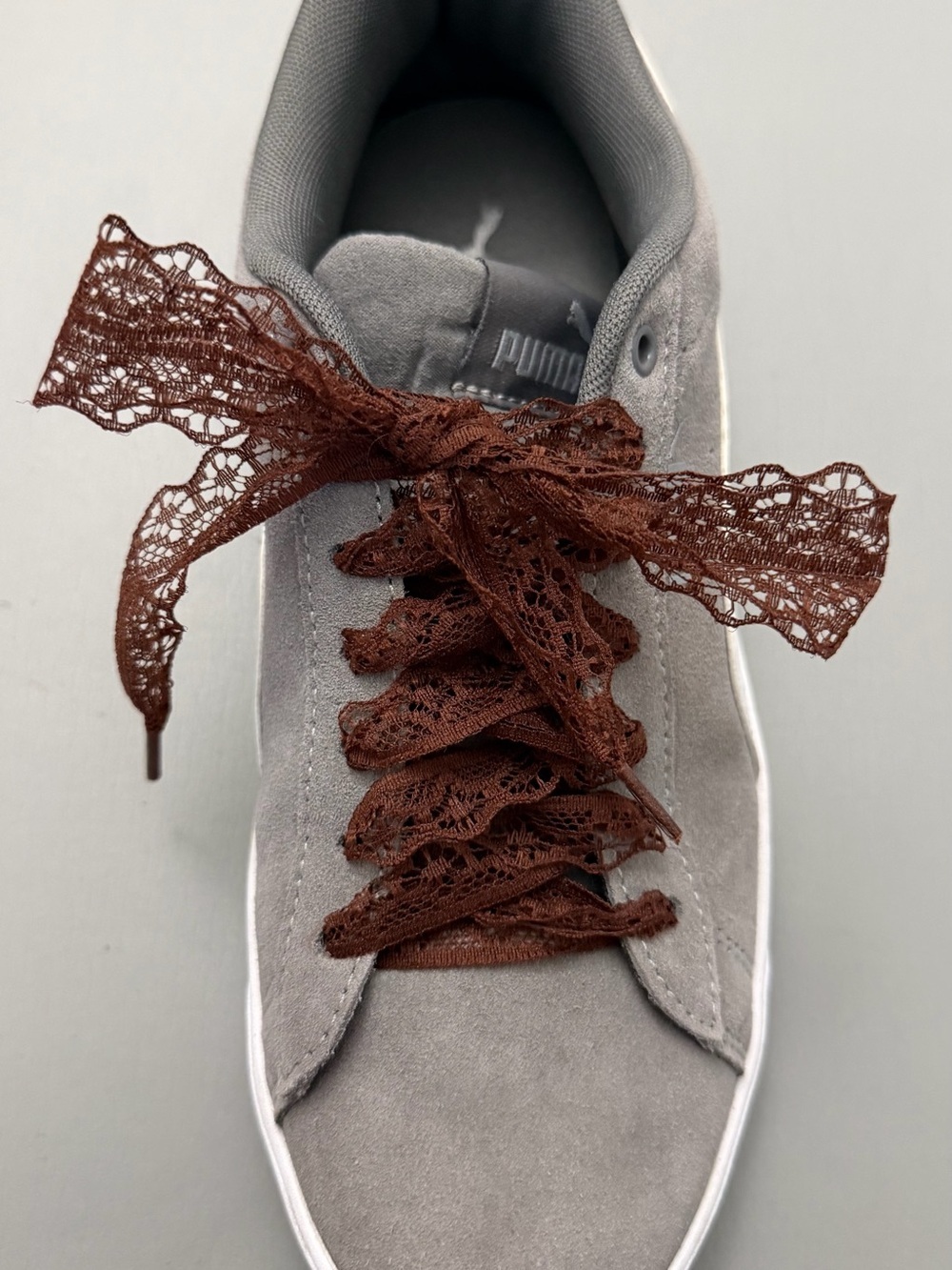 Brown Lace Ribbon Shoe Laces Coquette Sneaker Laces Bow 47” Pair